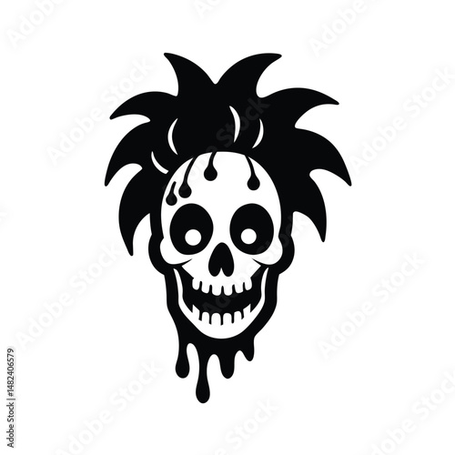 skull with clown hair  slime on white