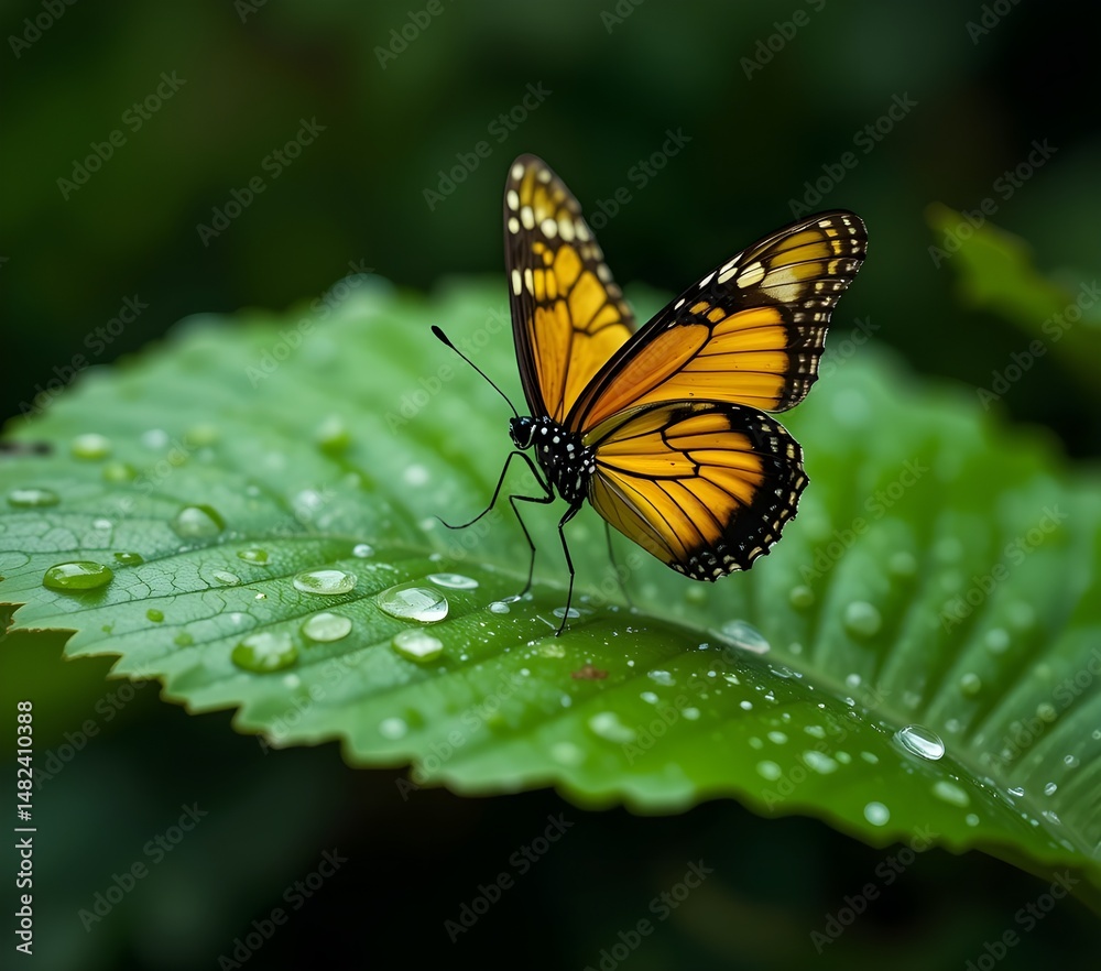 Obraz premium butterfly on leaf