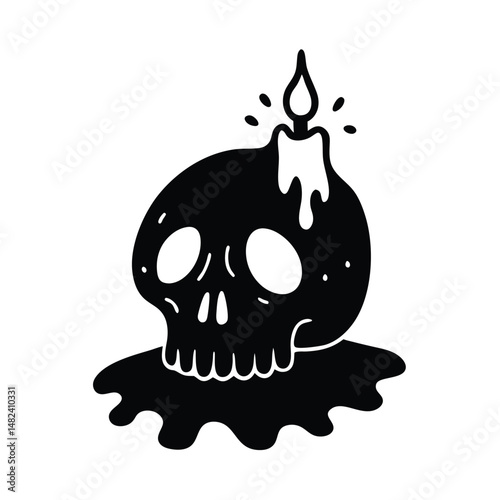 skull with candle  slime on white