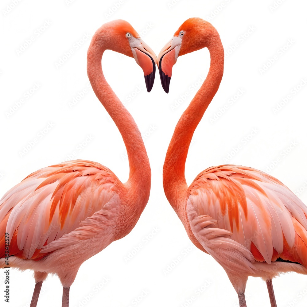 Obraz premium Two Flamingos Standing Together in Love