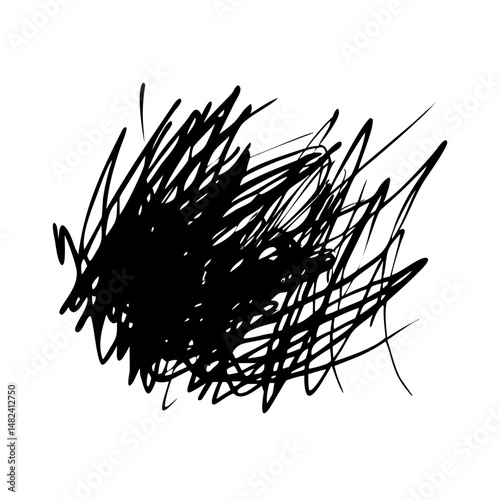 Dense black scribble with irregular sketch strokes