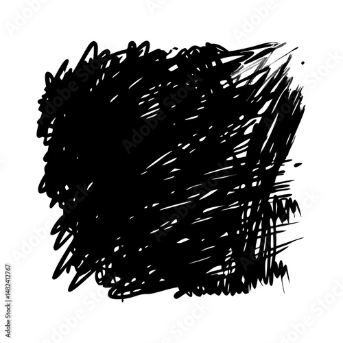 Black scribble blob in solid rough sketch style