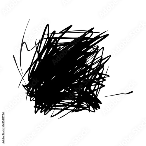 Dense black scribble with irregular sketch lines