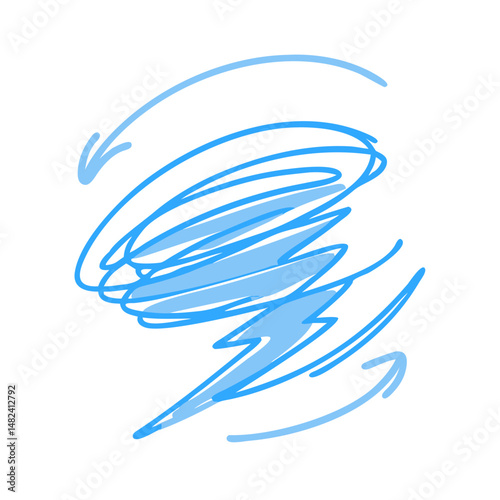 Blue spiral arrows in hand-drawn sketch style