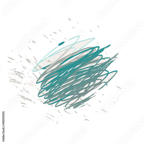 Teal scribble with quick strokes and soft texture