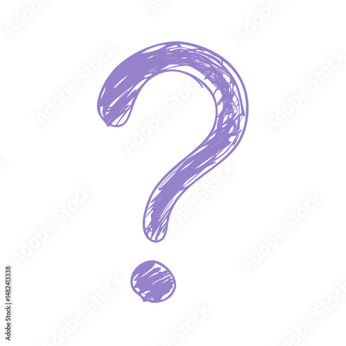 Purple question mark in hand-drawn sketch style