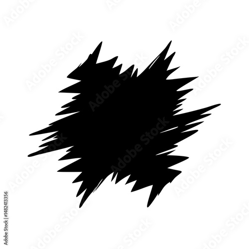 Sharp black scribble in irregular abstract shape