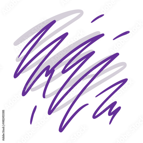 Hand-drawn purple scribble with sketchy lines