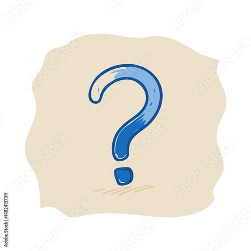 Blue question mark on beige irregular background