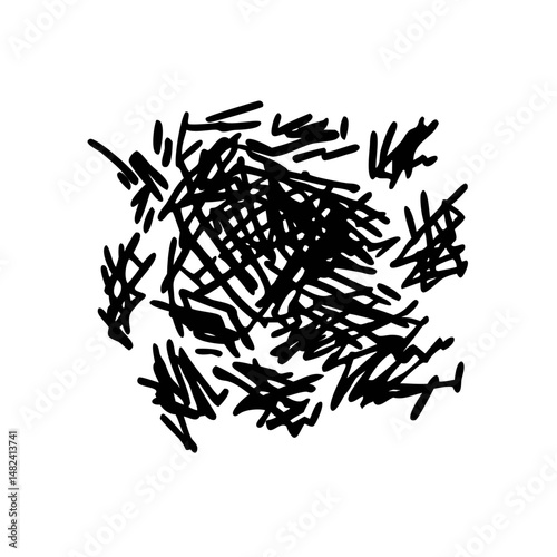 Dense black scribble in chaotic abstract form