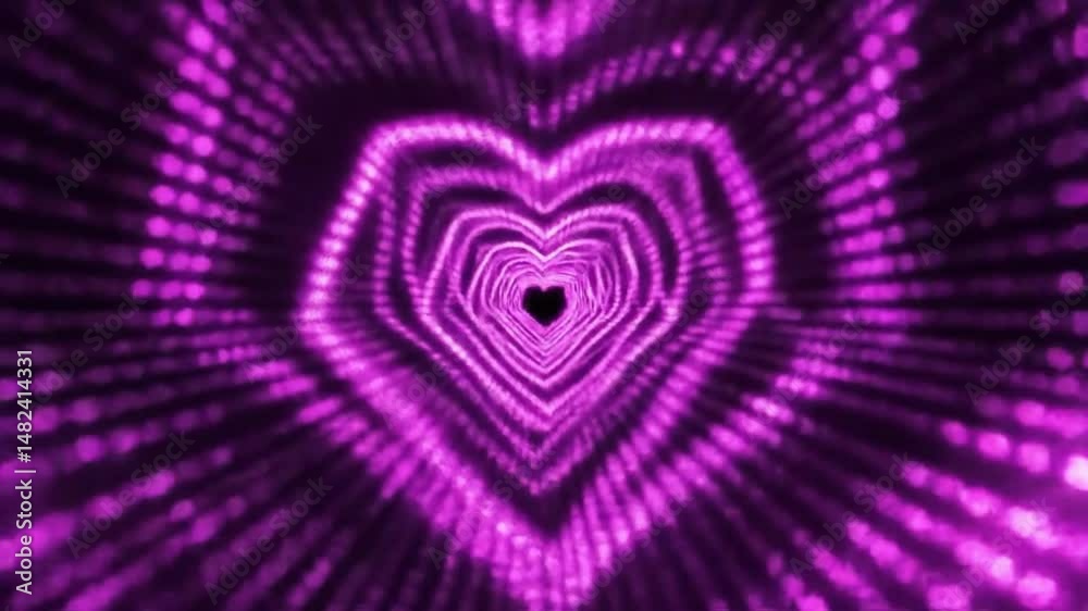 Mesmerizing Purple Pink Heart Neon LED Matrix Diamond Grid Glowing - Seamless VJ Loop Motion Background Animation