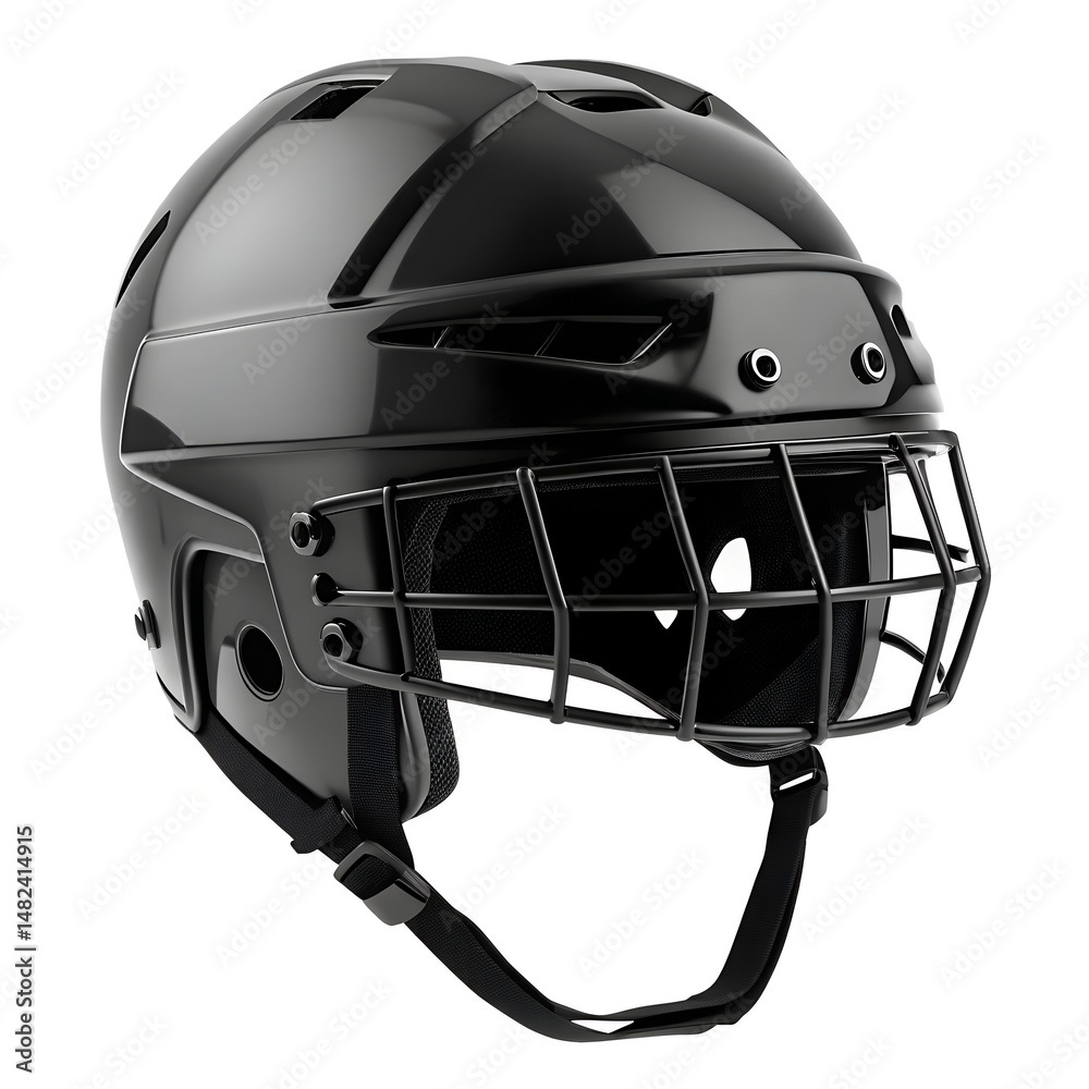 Fototapeta premium Black Ice Hockey Helmet Mockup on White