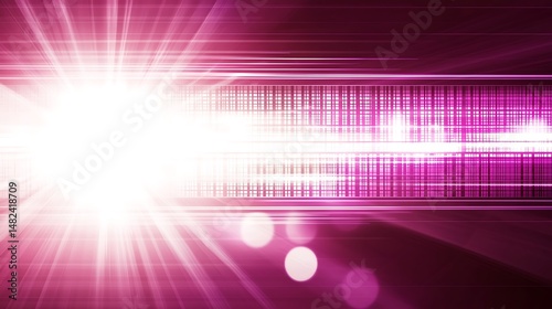 Radiant Pink Abstract Background with Grid and Light Streaks