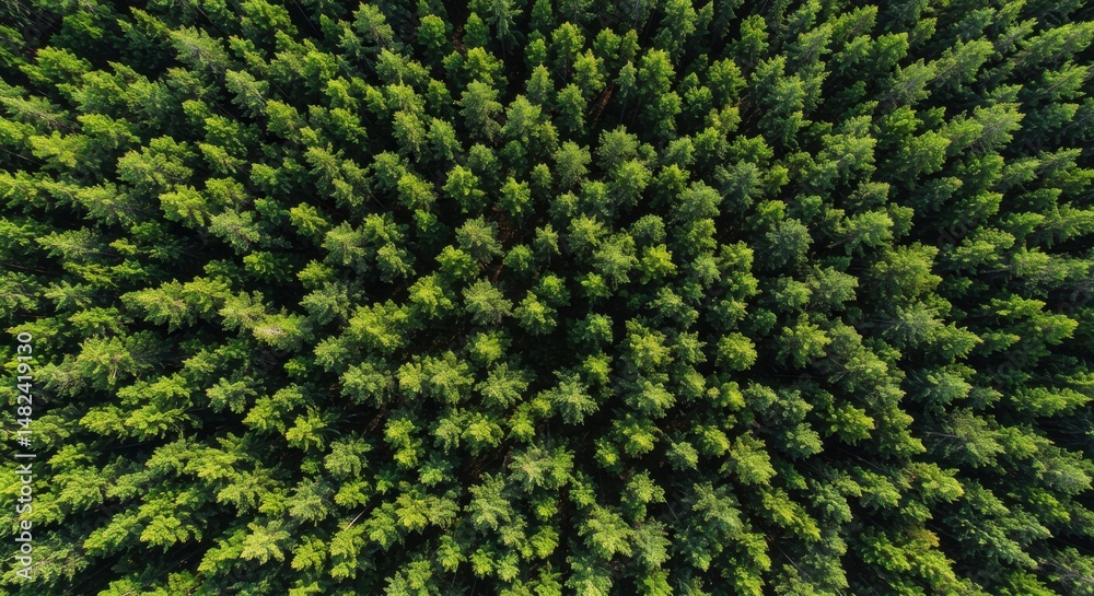 Aerial view of a lush green forest with dense tree canopy and vibrant foliage Aerial view of a lush green forest with dense tree canopy and vibrant foliage