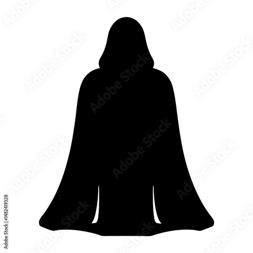 Silhouette of cloaked figure evoking mystery and the unknown in darkness