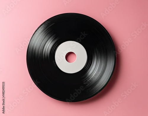 Vintage vinyl record on pink background (6)
