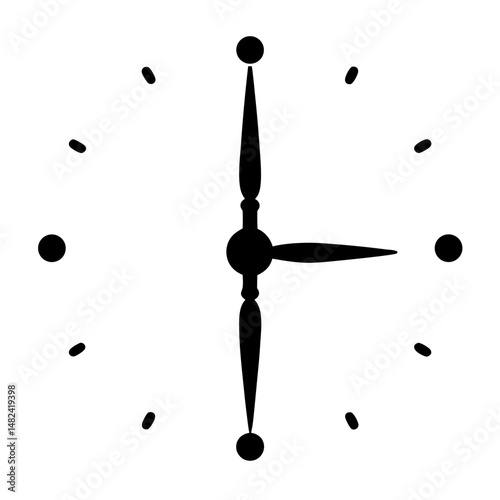 Analog Clock Face with Ornate Hands Showing the Time at Three O'Clock
