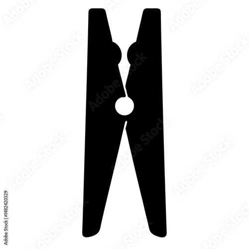 Silhouette of a wooden clothespin or clothes peg with a round spring
