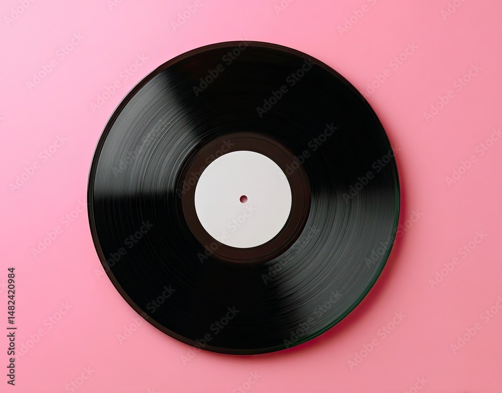 Obraz premium Vintage vinyl record on pink background (8)