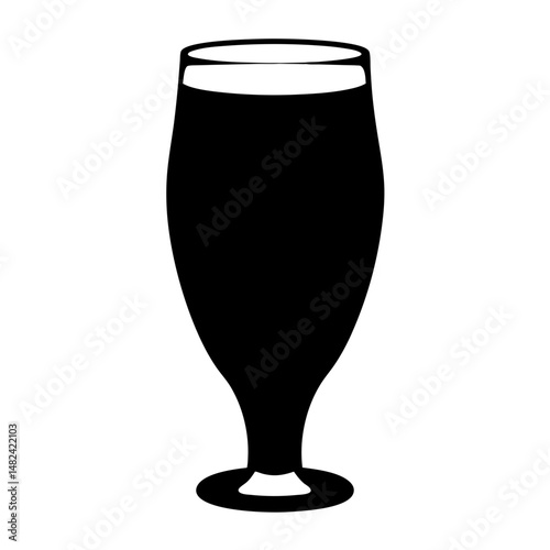 A Single Black Silhouette of a Pilsner Glass Filled with Dark Liquid