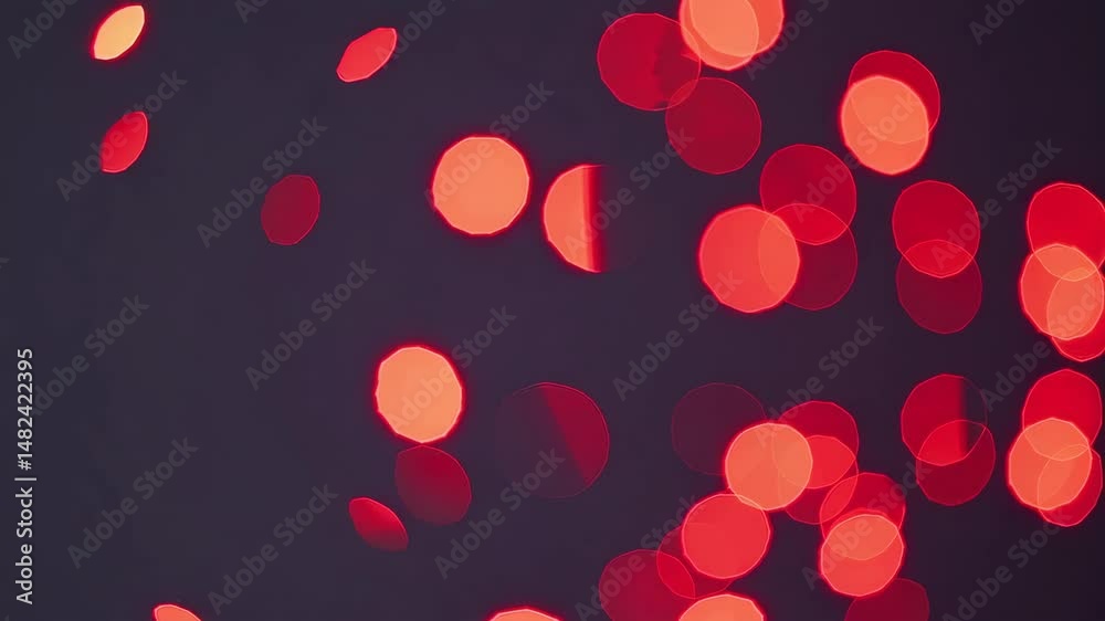 Soft red bokeh lights floating in darkness, abstract visual texture for festive, romantic, or digital design elements