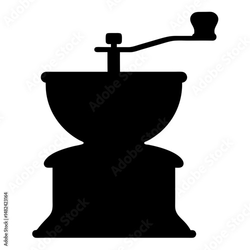 Silhouette of a Manual Coffee Grinder for Freshly Ground Coffee Beans