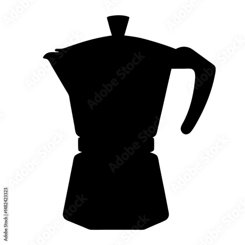 Silhouette of a Moka Pot on White Background for Graphic Design