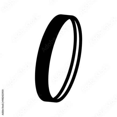 Stylized three dimensional representation of a black ring or circular band