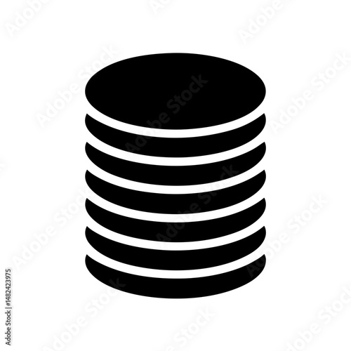 Stylized illustration of stacked discs, representing data storage or coin piles