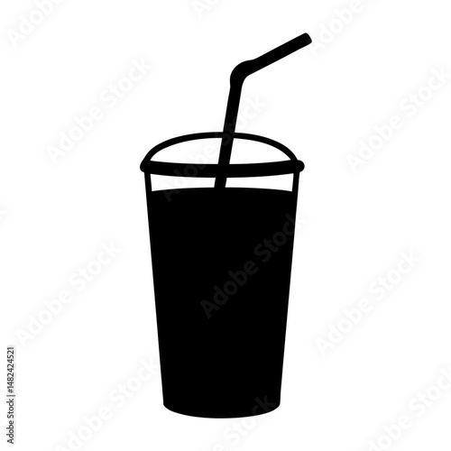 Silhouette of a refreshing drink with a straw, perfect for hot days
