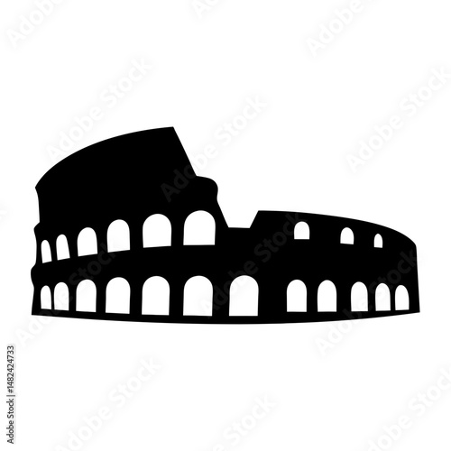 Black and White Silhouette of the Colosseum in Rome Italy Europe