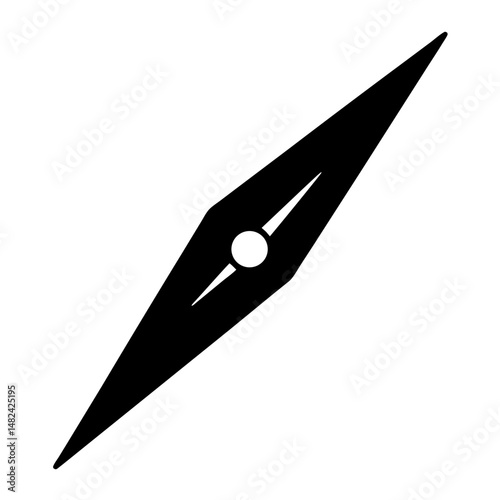 Geometric stylized spear with a circle in its center, abstract symbol
