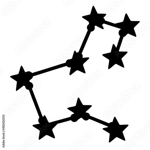 A constellation graphic illustration showing stars connected by lines and connector nodes
