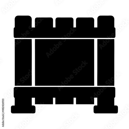 Simplified black and white illustration of a fort or castle structure