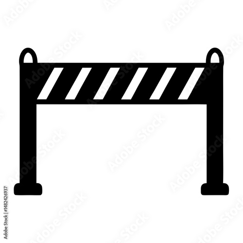 Black and white illustration of a simple striped traffic barrier device