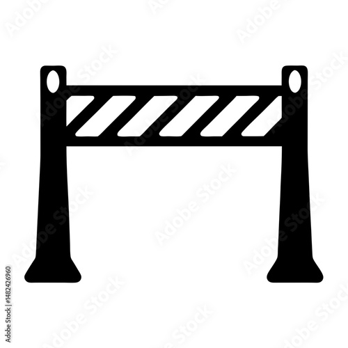 Simple black and white construction barrier silhouette for roadway projects and safety