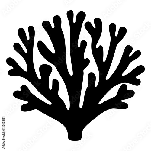 Abstract stylized coral reef silhouette with unique branching patterns and smooth curves