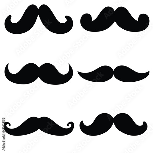 set of mustache silhouette vector design