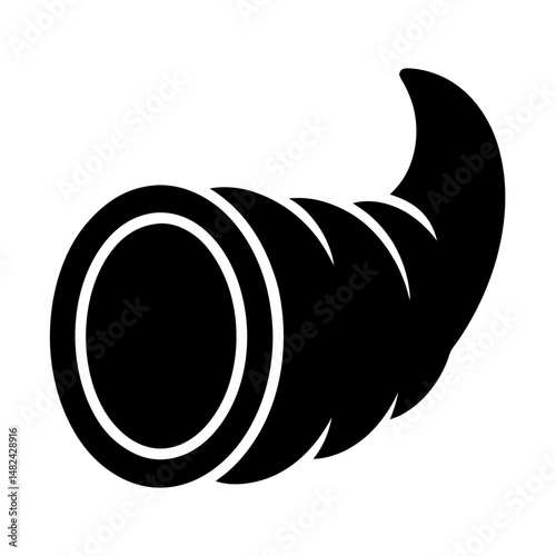 Black and White Cornucopia Depicting a Horn of Plenty, Good Harvest