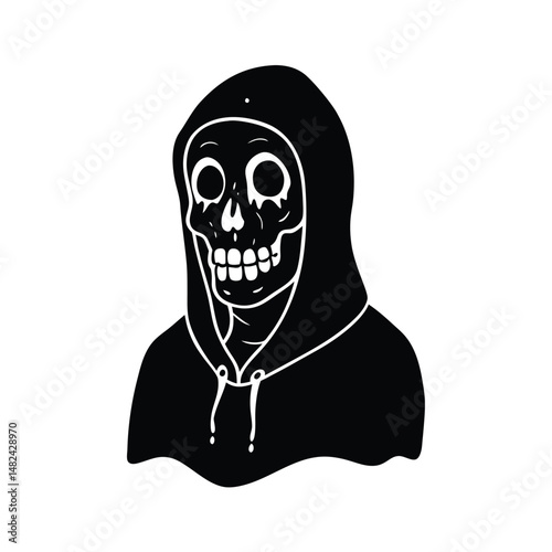 skeleton head in hoodie  slime on white