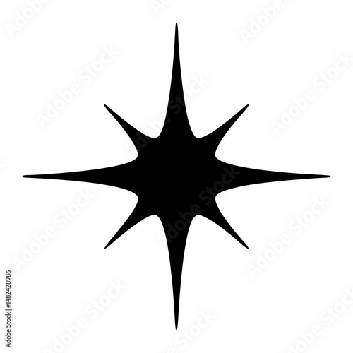 Eight point star, burst graphic with black fill, simple and modern design