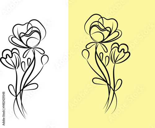 Vibrant Single Flower Design in Red Green Blue Yellow and Cyan Created with Adobe Illustrator Featuring a Detailed Petal Structure and a Clean Modern Aesthetic
