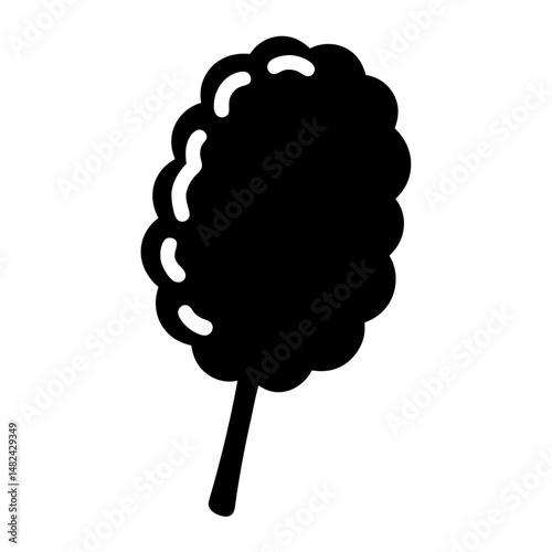 Black and white image of a cotton candy on a stick silhouette