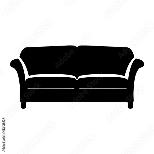 Elegant Black Sofa Silhouette with Classic Design for Interior Decoration
