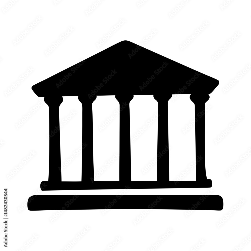 Fototapeta premium Simple Black and White Silhouette Depiction of a Classical Building Facade