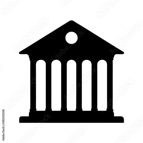 Monochrome drawing of a classical Greek or Roman style building with columns