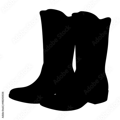Silhouette of two rain boots or wellington boots against a white background