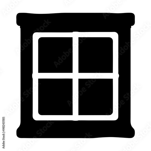 Simple black and white four pane window graphic with soft edges