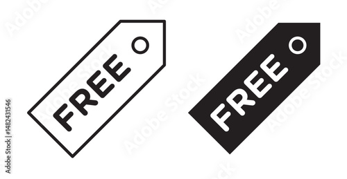 Free tag icon set flat style. Vector illustration collection.