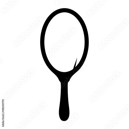 Simple Stylized Hand Mirror Silhouette with Round Shape and Extended Handle